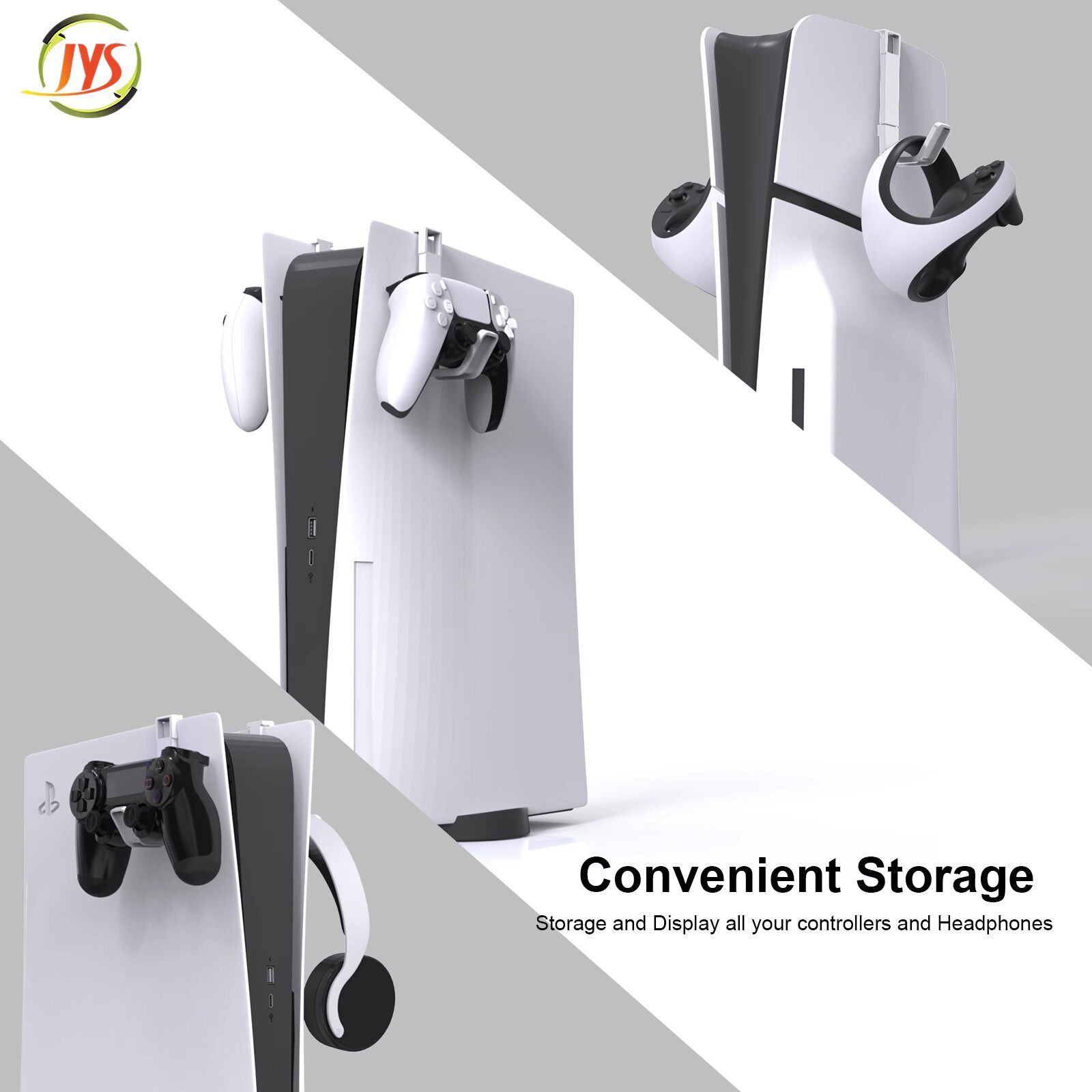 JYS GENUINE PS5 CONTROLLER HOOK HANGER STORAGE BRACKETSLIM CONSOLE SIDE HOOK HEADSET VR CONTROLLER MOUNT