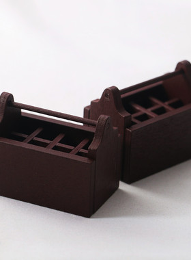 Dollhouse娃娃屋木质咖啡工具箱 微缩食玩场景模装饰道具