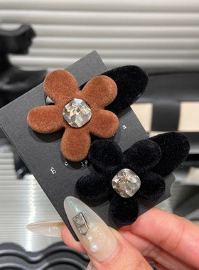 E3920 甜美可爱黑色五瓣花朵发夹2024新款精致刘海夹碎发边夹女