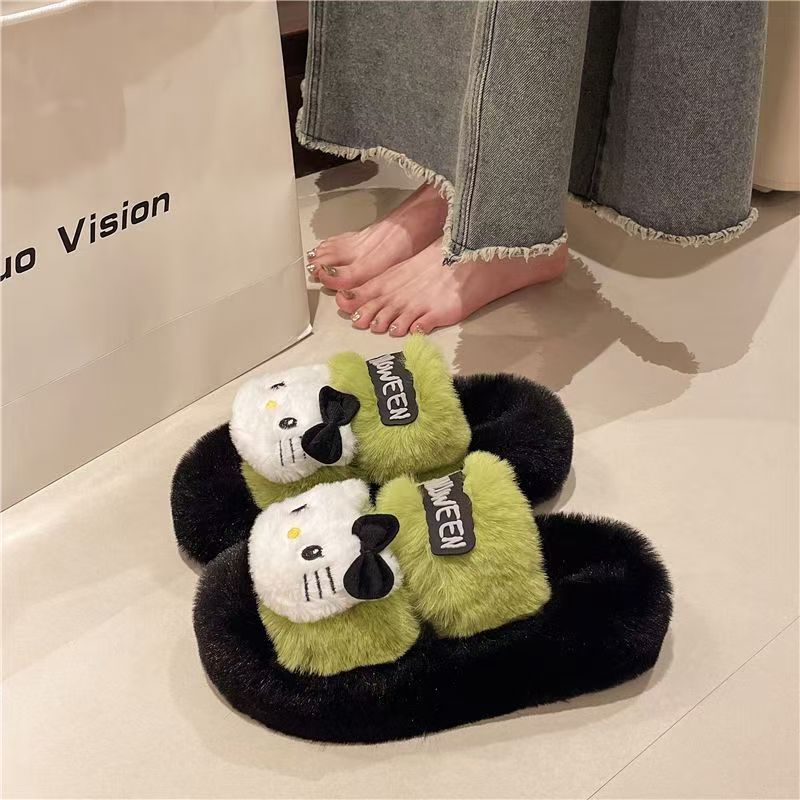 毛毛拖鞋女外穿春秋季2025新款网红超火ins潮冬季厚底棉拖懒人鞋