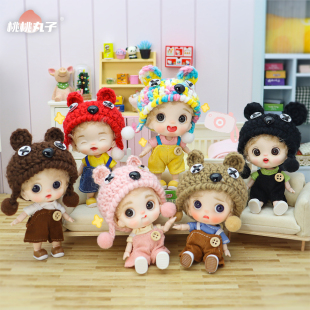 正版泡芙小熊秋游野营服饰OB11娃娃钩织帽潮玩公仔换装小手办摆件