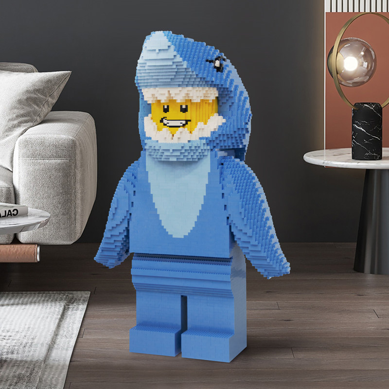 地狱级高难度积木10000粒以上超大号鲨鱼人1米摆件客厅暴力熊积木