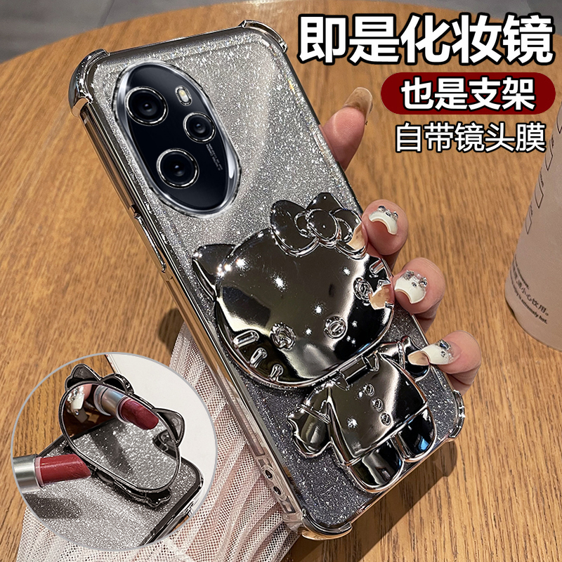 适用华为荣耀100pro手机壳honor透明保护硅胶套自带镜头膜MAA一AN10全包防摔软壳MAAAN女por新款高级感p支架