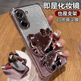 适用一加ace5竞速版手机壳1加aec5至尊透明保护硅胶套自带镜头膜PLC110全包防摔PLF软壳oppo女可爱十支架镜子