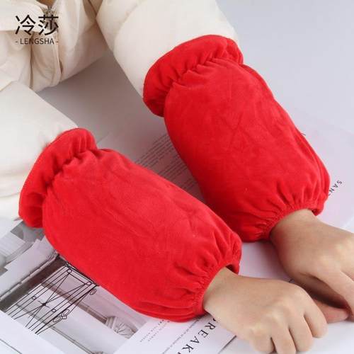 秋冬新年喜庆红色袖套女2024新款女款上班工作防脏羽绒服套袖短款