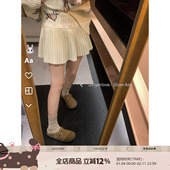 DDXZ夕子 纯欲风白色细边百褶裙简约百搭显瘦a字裙小个子半身裙女