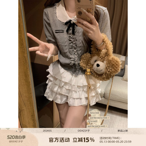 DDXZ夕子木耳边polo领贴标上衣