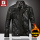 海宁机车皮衣男款 皮夹克加绒加厚骑行服冬装 冬季 皮毛一体外套男士
