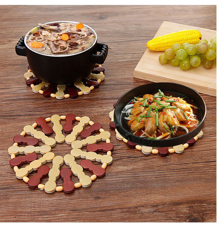 o010a 新八字竹垫 10起梅花竹垫碗垫餐垫桌垫杯垫防烫锅盆垫隔热