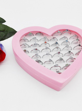 A024A爱心盒水钻戒指+36起两元店1-2元 百货清仓免邮2元二元地摊