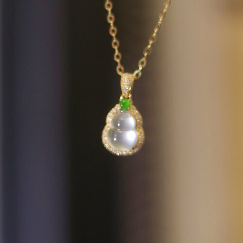 翡翠葫芦吊坠18k天然珍宝1物1证