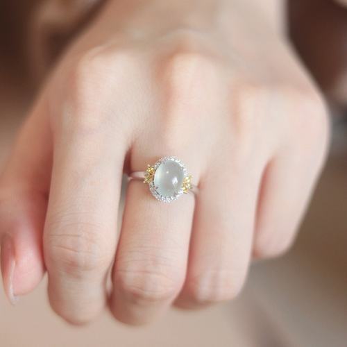 和颜悦色翡翠戒指天然珍宝