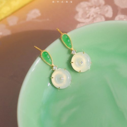 和颜悦色翡翠金耳坠权威鉴定