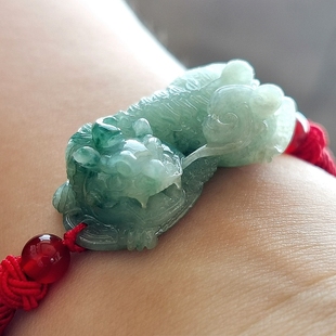 霸王翡翠貔貅手链男女手串玉石皮丘天然A货纯手工招财稀石缘精雕