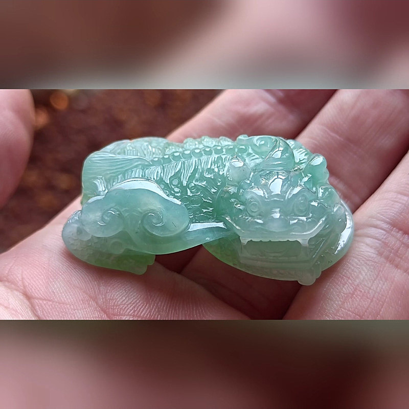 6716翡翠貔貅吊坠男女冰糯种高端玉石器霸王皮丘挂件天然A货招财