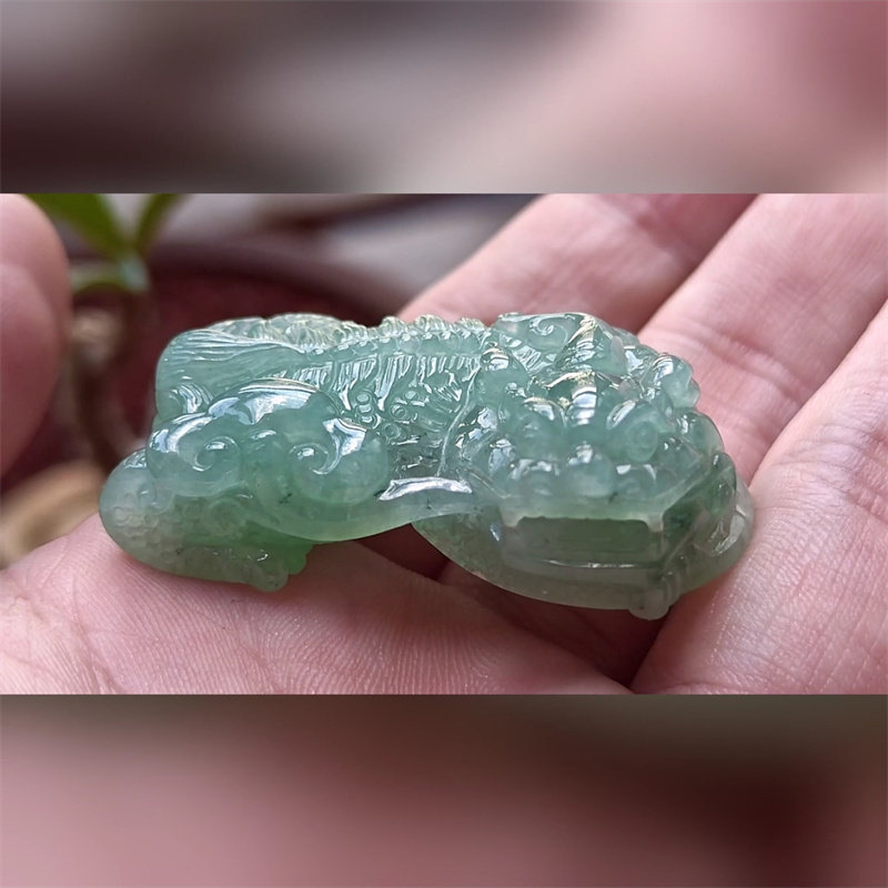 6628翡翠貔貅吊坠男女冰糯种高端玉石器霸王皮丘挂件天然A货
