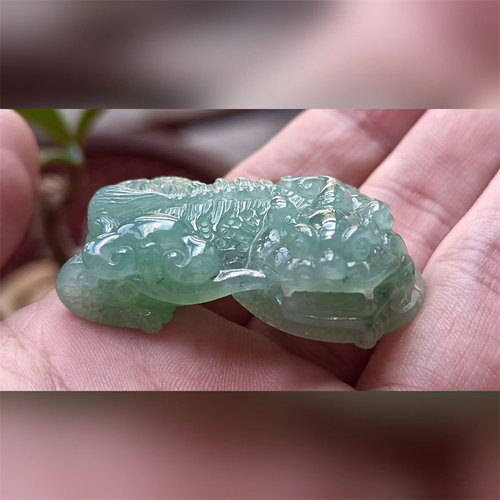 6628翡翠貔貅吊坠男女冰糯种高端玉石器霸王皮丘挂件天然A货