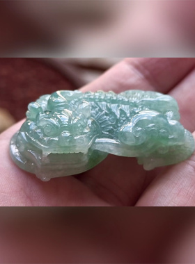 6627翡翠貔貅吊坠男女冰糯种高端玉石器霸王皮丘挂件天然A货