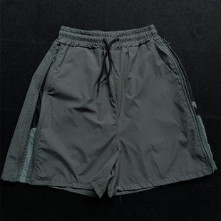 裤 速干运动短裤 女休闲潮牌薄款 宽松侧边拉链设计感五分裤 子 男夏季