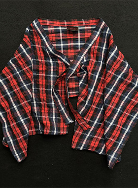 格子布腰带男腰封不规则红色系带裙摆女屁帘叠穿下摆运动街舞潮牌