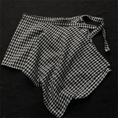 潮牌高街下摆叠穿神器黑白格子屁帘女一片式 分层内搭细格子裙摆男