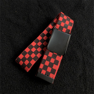 红黑格子印花编织布腰带男女青少年简约帆布装饰裤子腰带款配裙子