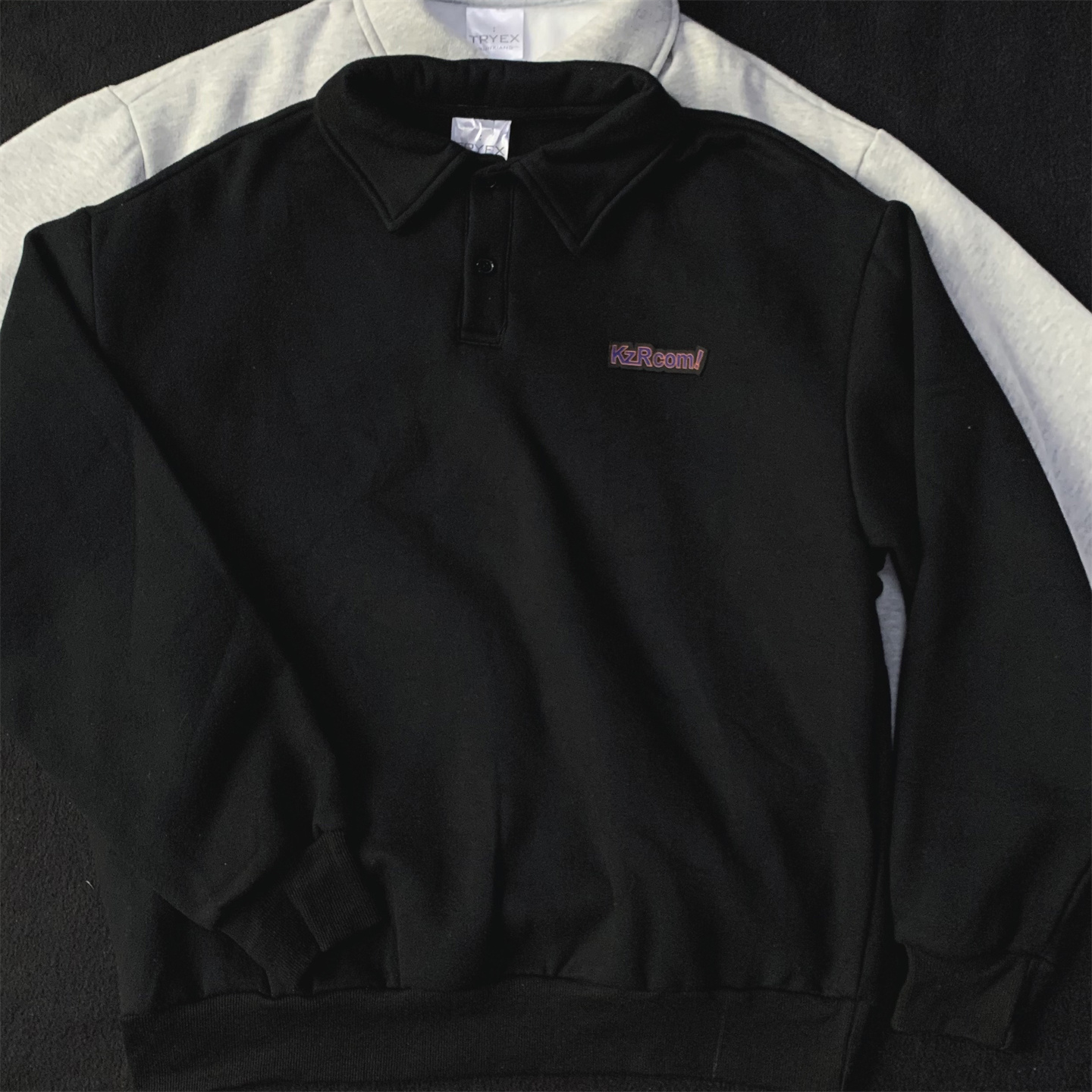 男士秋季无帽卫衣松驰感长袖打底衫卫衣男简单通勤运动翻领外套女