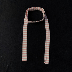 cosplay漫展装饰粉色条纹小围巾女松弛感薄款护颈长条围巾围脖潮