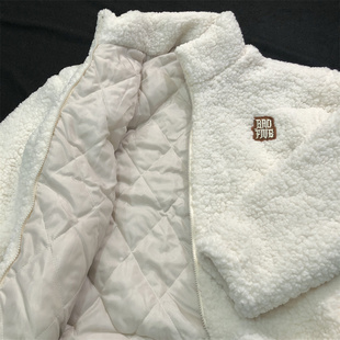冬季新款超好看羊羔绒外套男士加绒加厚棉袄羊羔毛高端白色棉服潮