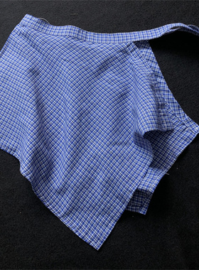 cosplay屁帘男童跳舞配饰潮牌穿搭腰封小学生小孩蓝色小格子下摆