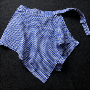 cosplay屁帘男童跳舞配饰潮牌穿搭腰封小学生小孩蓝色小格子下摆