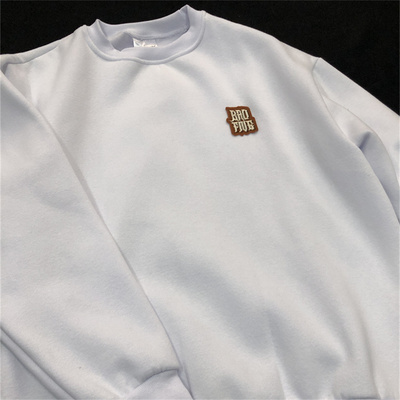 秋冬季男款高级感卫衣男女痞帅风穿搭重磅加绒外套圆领宽松上衣潮