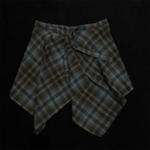 爵士风穿搭罩衫 不规则渐变格子下摆女生防走光系带叠穿屁帘腰封男