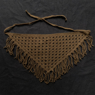 潮牌设计感超好看流苏镂空针织头巾男ins风绑带叠穿三角巾腰带女