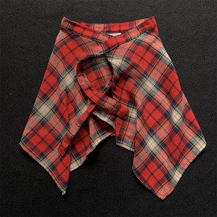 新款 红色格纹拼色小屁帘儿童小孩小学生小朋友cosplay配饰潮 美式