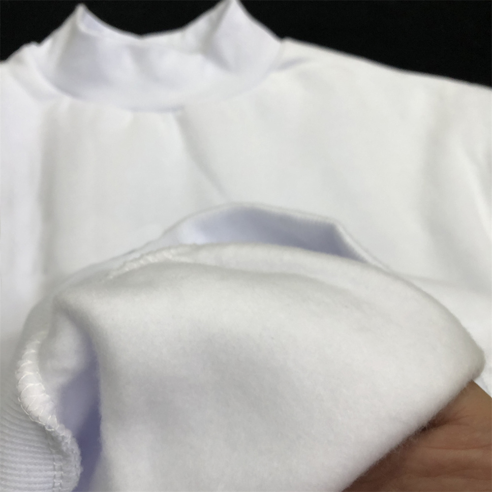 早春白色高领卫衣男国风纯色潮牌小高领男款无帽纯棉男生衣服上衣