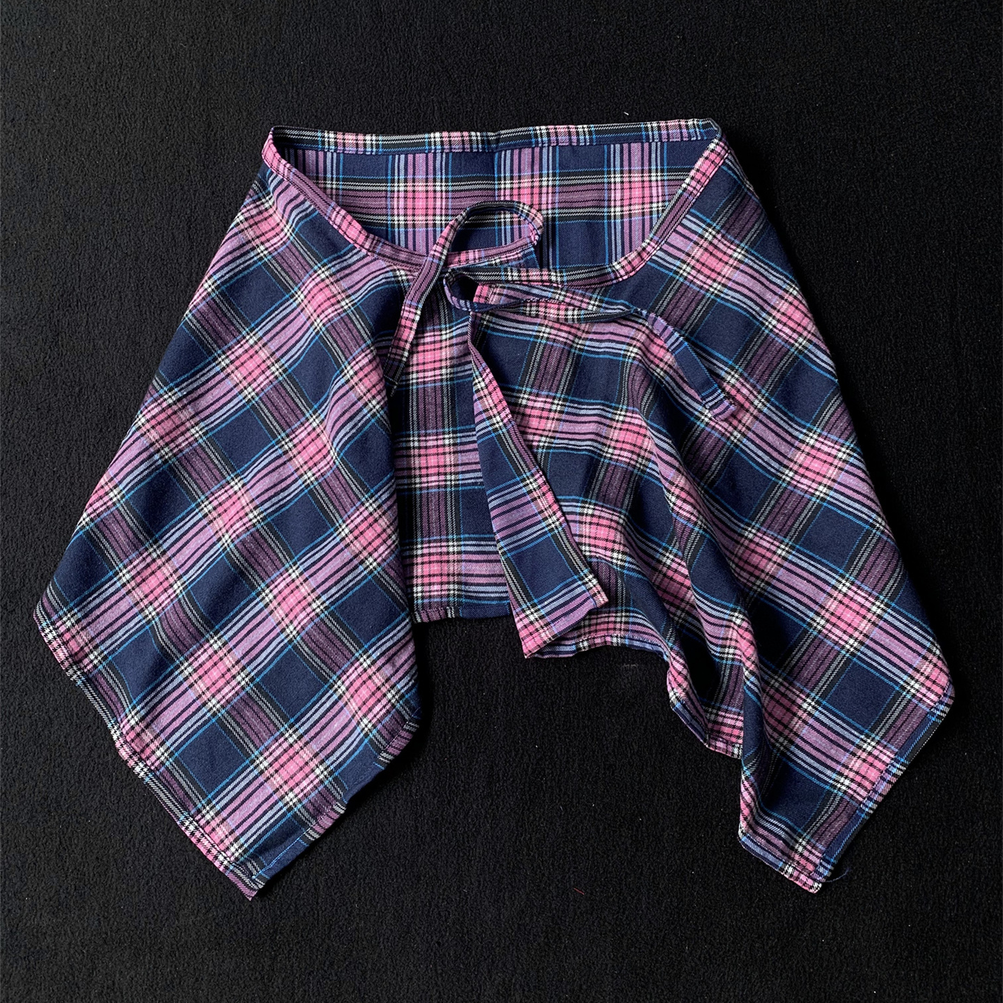 新款紫色高级感格纹屁帘男衬衣假两件叠穿腰封女粉色舒适运动下摆