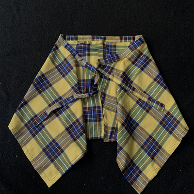 TRYEX 格子披肩屁帘2025新款女黄色不规则拼色格纹半身裙腰封下摆