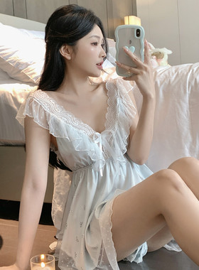 冰丝吊带睡裙带短裤自带胸垫