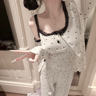 欧若拉睡衣女【定制款】春日纯欲风休闲三件套莫代尔带胸垫家居服