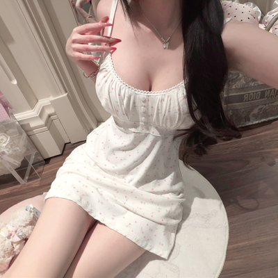 甜欲bm小碎花带胸垫莫代尔睡裙