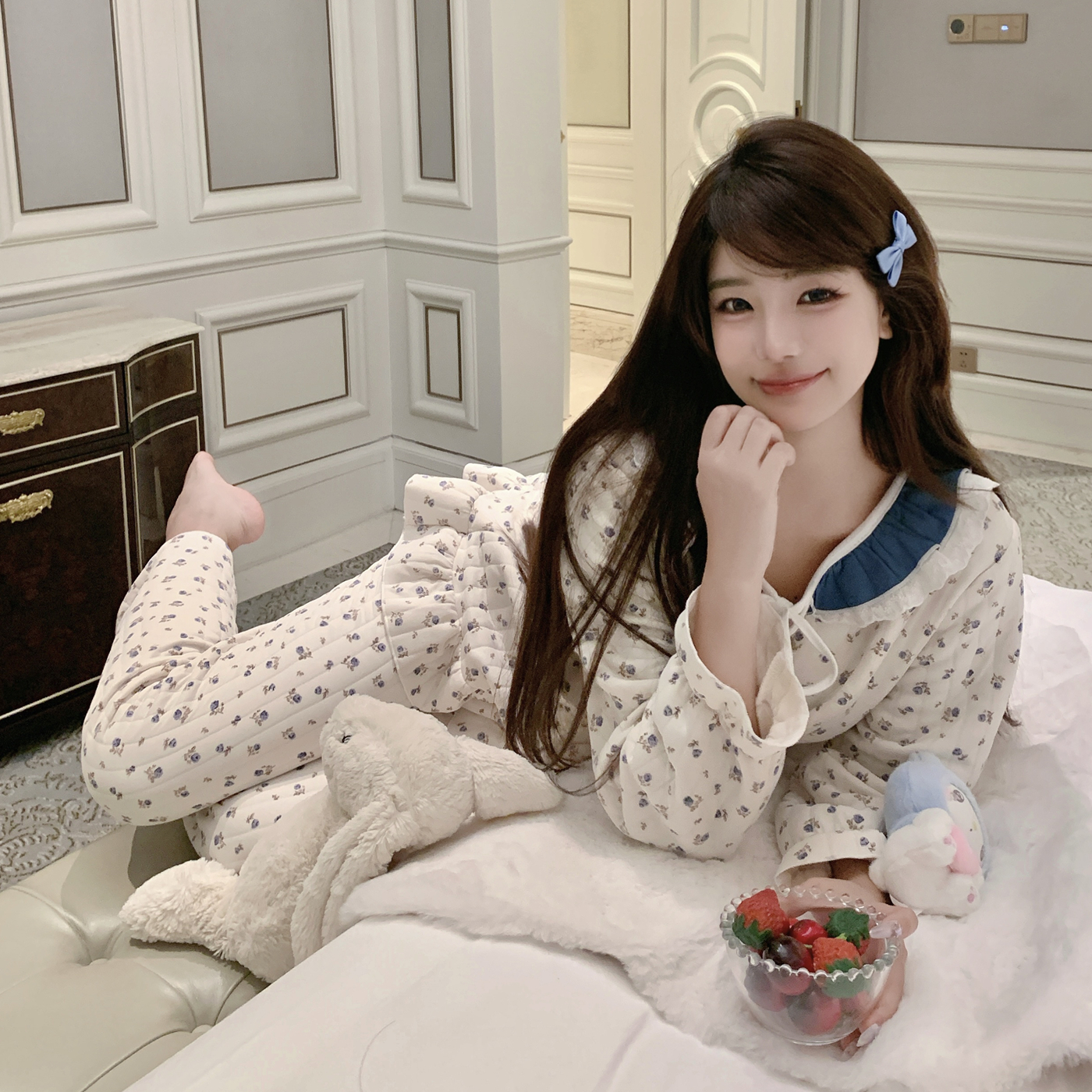 冬软糯减龄娃娃领空气棉套头长裤