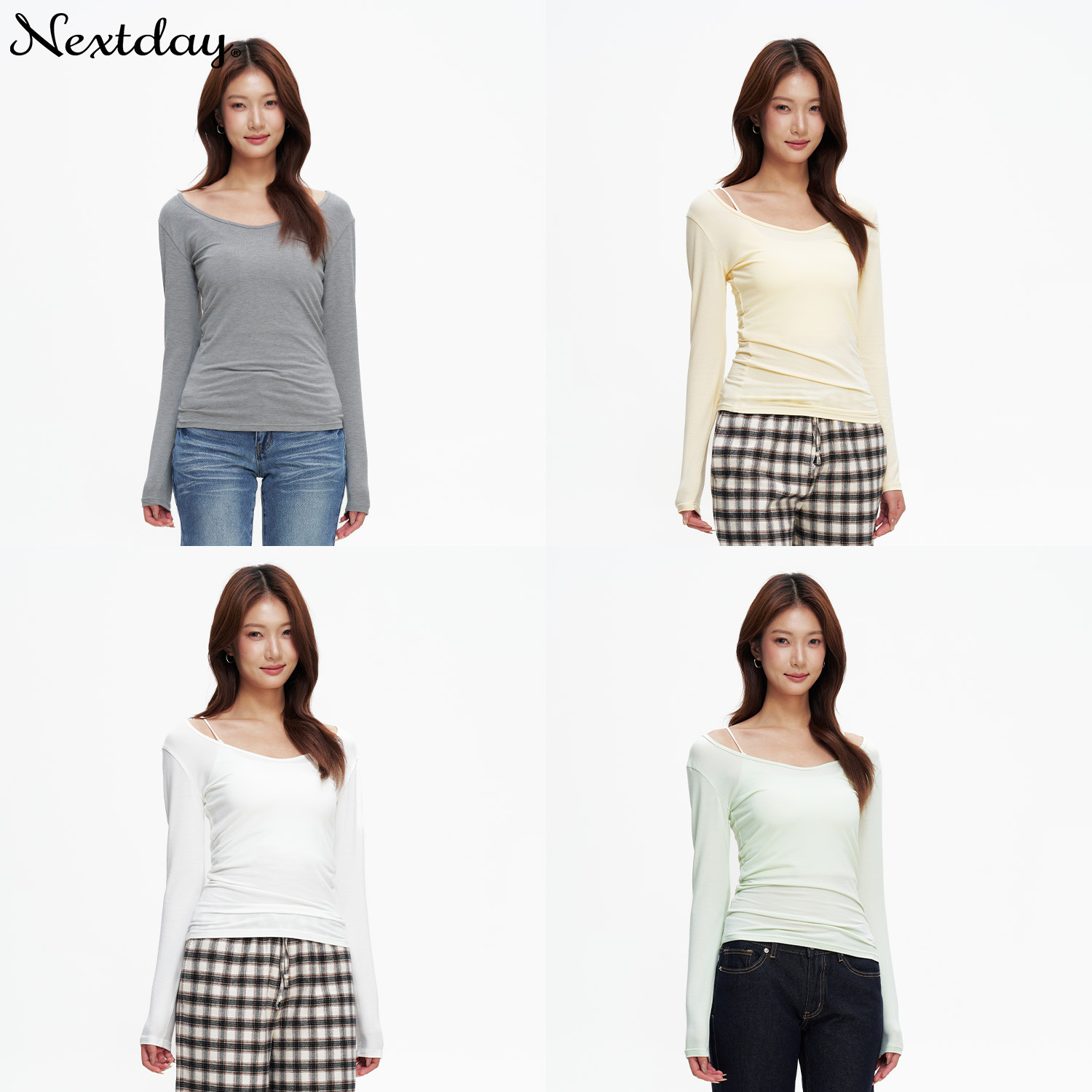 nextday舒弹亲肤u领长袖