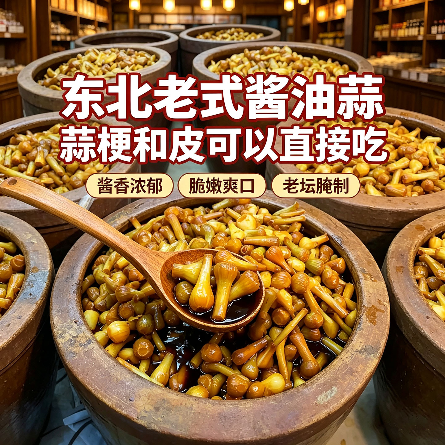 新鲜东北农家老式咸蒜酱油蒜咸口