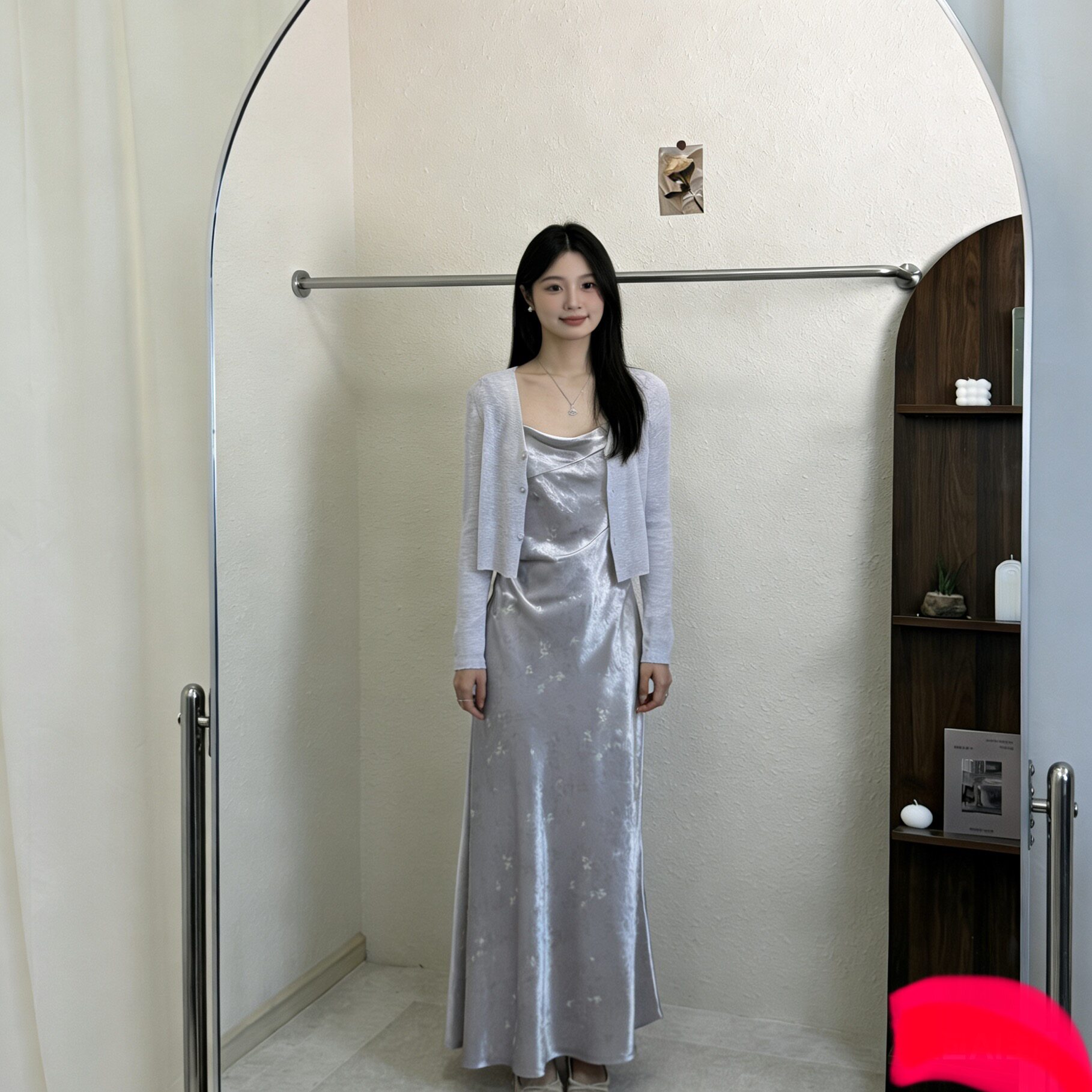春夏缎面吊带裙套装女温柔风蝴蝶碎花裙+薄款开衫气质轻奢两件套