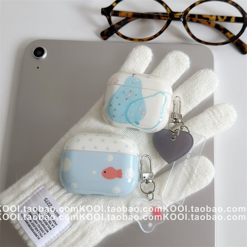 韩系小众金鱼大梨适用airpods4保护壳airpodspro3保护套新款苹果耳机保护壳pro2耳机套女款二三4代耳机壳超火