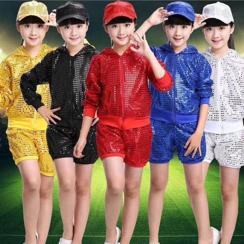 儿童大合唱表演服啦啦队运动会服成人啦啦操年会演出服亮片套装服
