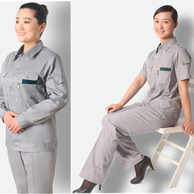 敬业者夏季长袖工作服薄款短袖工作服套装男汽修劳保工装纯棉制服