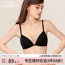 三角杯夏超薄无钢圈大胸显小黑文胸罩套装 好奇蜜斯无痕内衣女法式