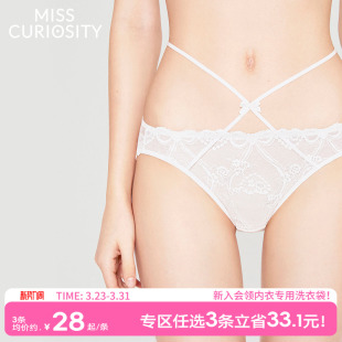 3条98元 女抗菌纯棉裆纯欲舒适 好奇蜜斯性感超薄蕾丝低腰三角内裤